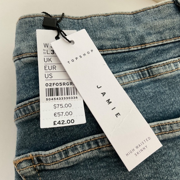 TOPSHOP Women’s Jamie High Rise Skinny Jeans Stretch Blue Mid Wash Size* W… - Picture 12 of 13